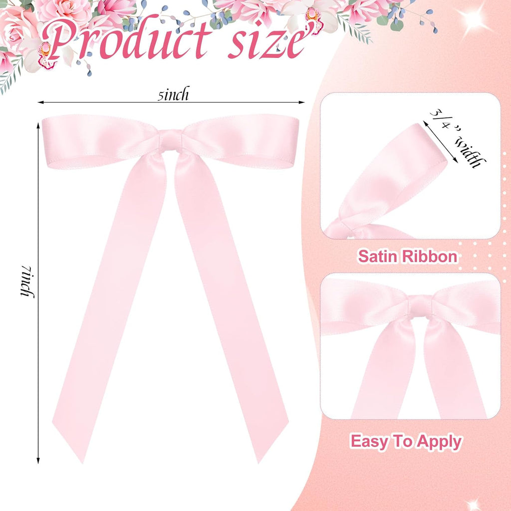 Pink Satin Ribbon Bows – 50pc | 7in