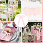 Pink Satin Ribbon Bows – 50pc | 7in