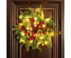 Red Berry Christmas Wreath – 40cm | Warm White LEDs