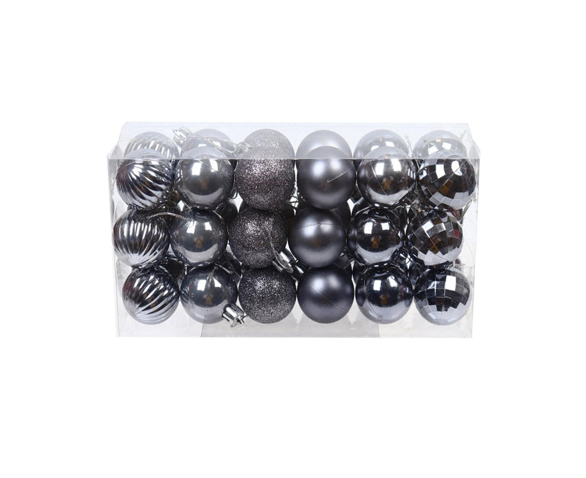 Iron Grey Christmas Baubles – 36pc Box