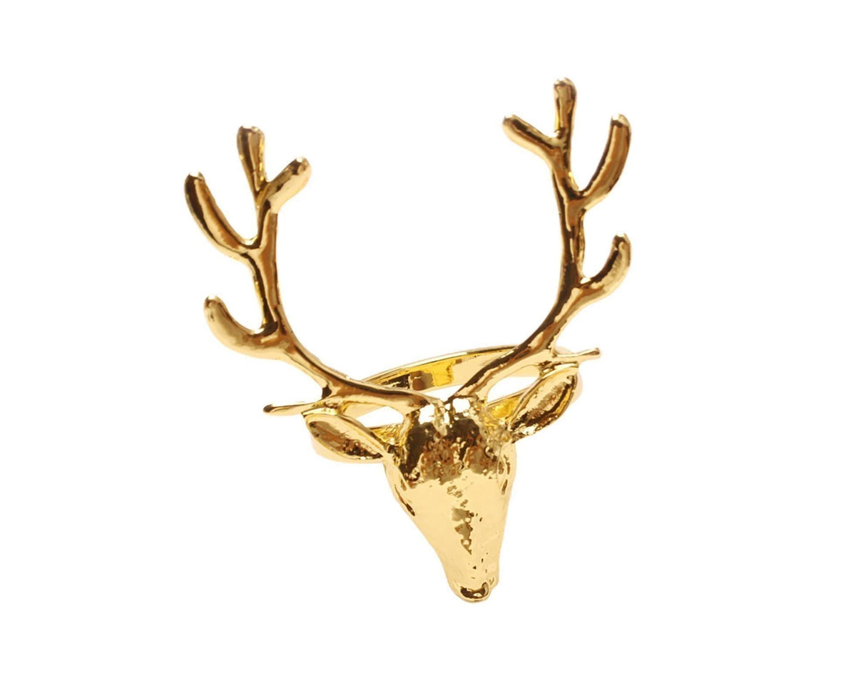 6Pcs Napkin Holder Deer Design Metal Table Decoration - Golden
