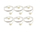6Pcs Artificial Pearl Spring Shape Towel Napkin Ring Hotel Party Banquet Decor-Silver