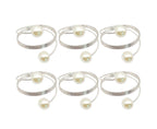 6Pcs Artificial Pearl Spring Shape Towel Napkin Ring Hotel Party Banquet Decor-Silver