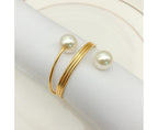 6Pcs Artificial Pearl Spring Shape Towel Napkin Ring Hotel Party Banquet Decor-Silver