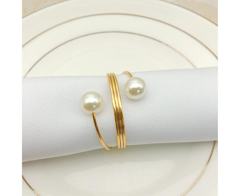 6Pcs Artificial Pearl Spring Shape Towel Napkin Ring Hotel Party Banquet Decor-Silver