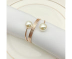 6Pcs Artificial Pearl Spring Shape Towel Napkin Ring Hotel Party Banquet Decor-Silver