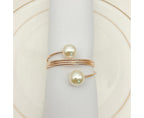6Pcs Artificial Pearl Spring Shape Towel Napkin Ring Hotel Party Banquet Decor-Silver