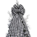 Christmas Decoration Linen Plaid Bowknot Decorate for Christmas Tree Home Scene Hanging Ornaments