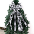 Christmas Decoration Linen Plaid Bowknot Decorate for Christmas Tree Home Scene Hanging Ornaments