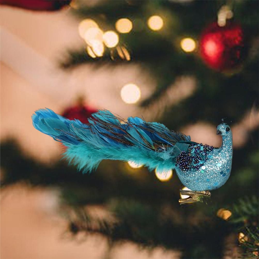 Festive Peacock Christmas Decoration – 27cm