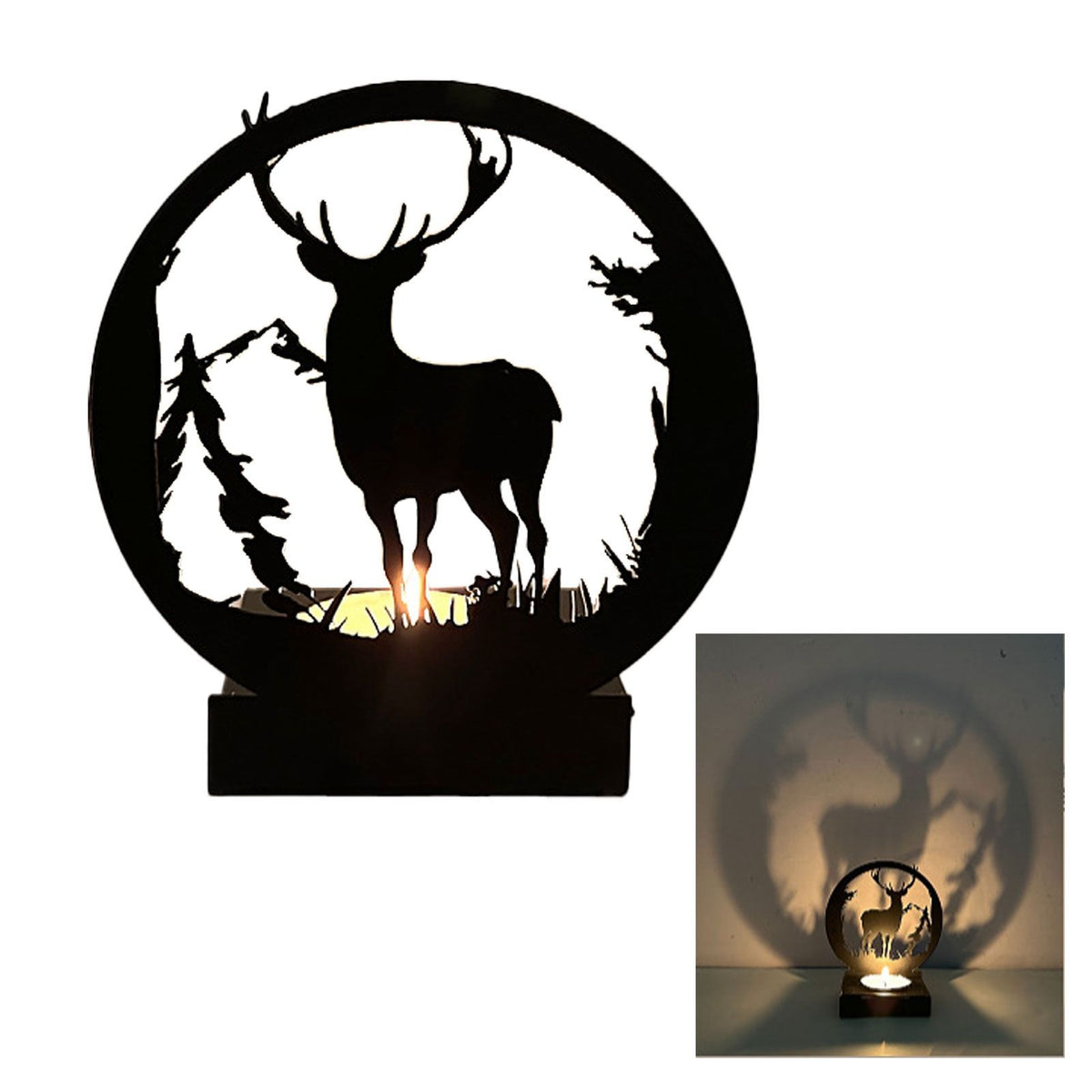 Deer Wall-Mounted Candle Holder – Black Iron