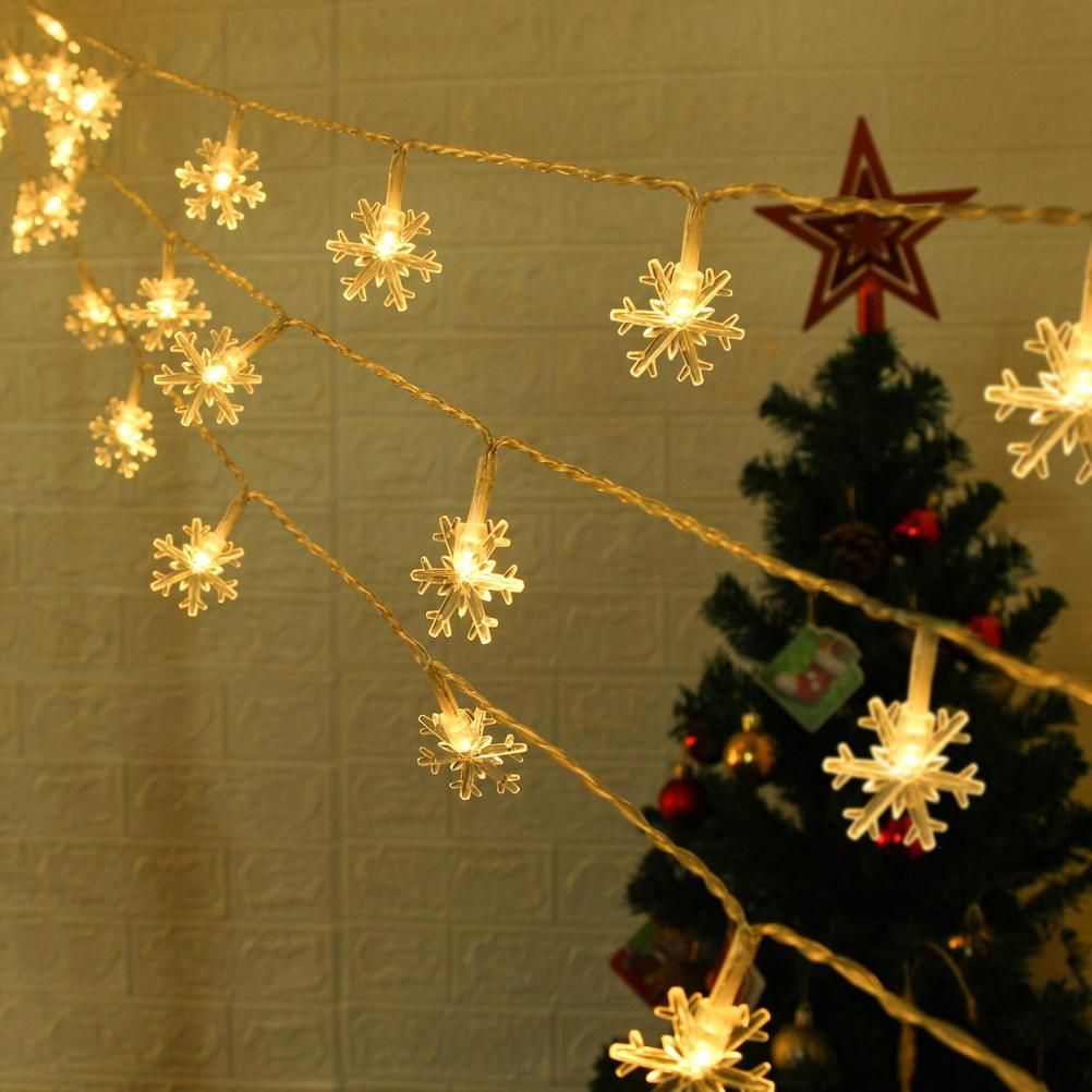 Snowflake String Lights – 3m | 20 Warm White LEDs