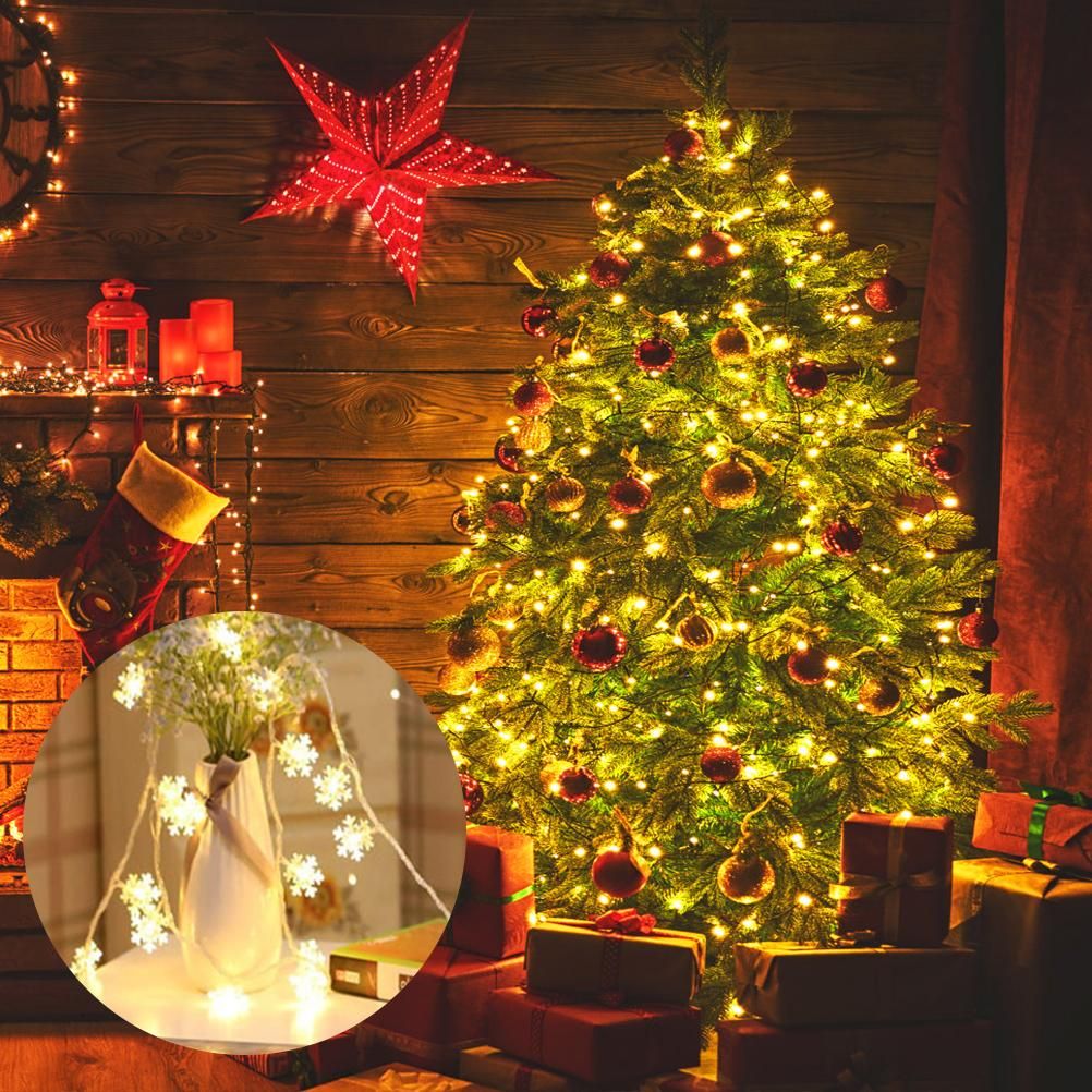 Snowflake String Lights – 3m | 20 Warm White LEDs