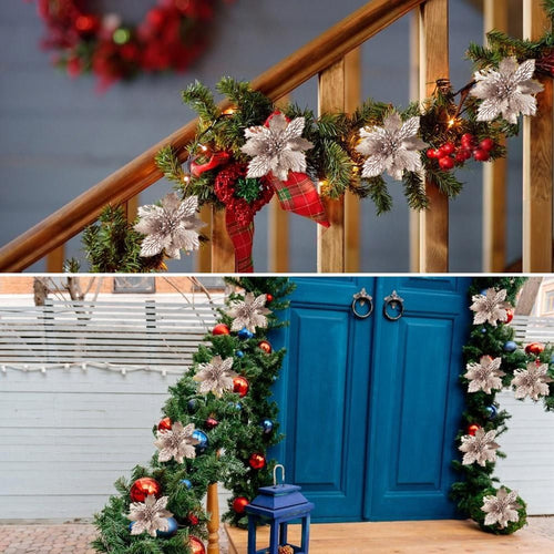 10-Piece Poinsettia Picks – Christmas Tree & Decor
