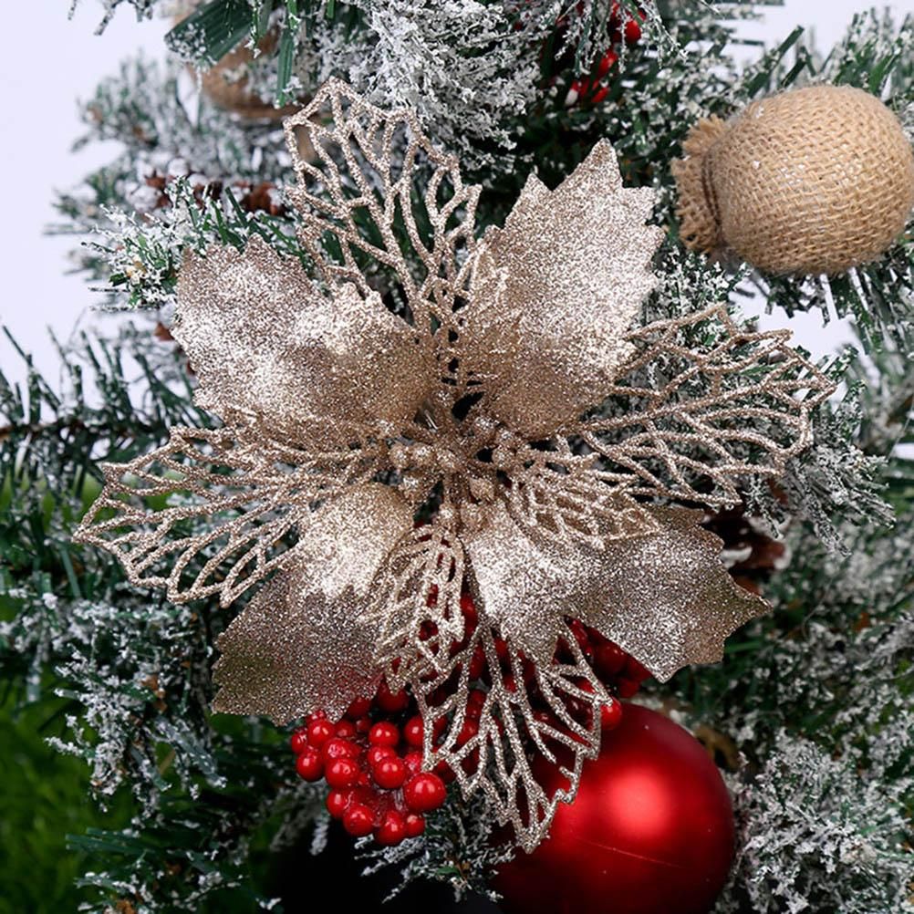 10-Piece Poinsettia Picks – Christmas Tree & Decor