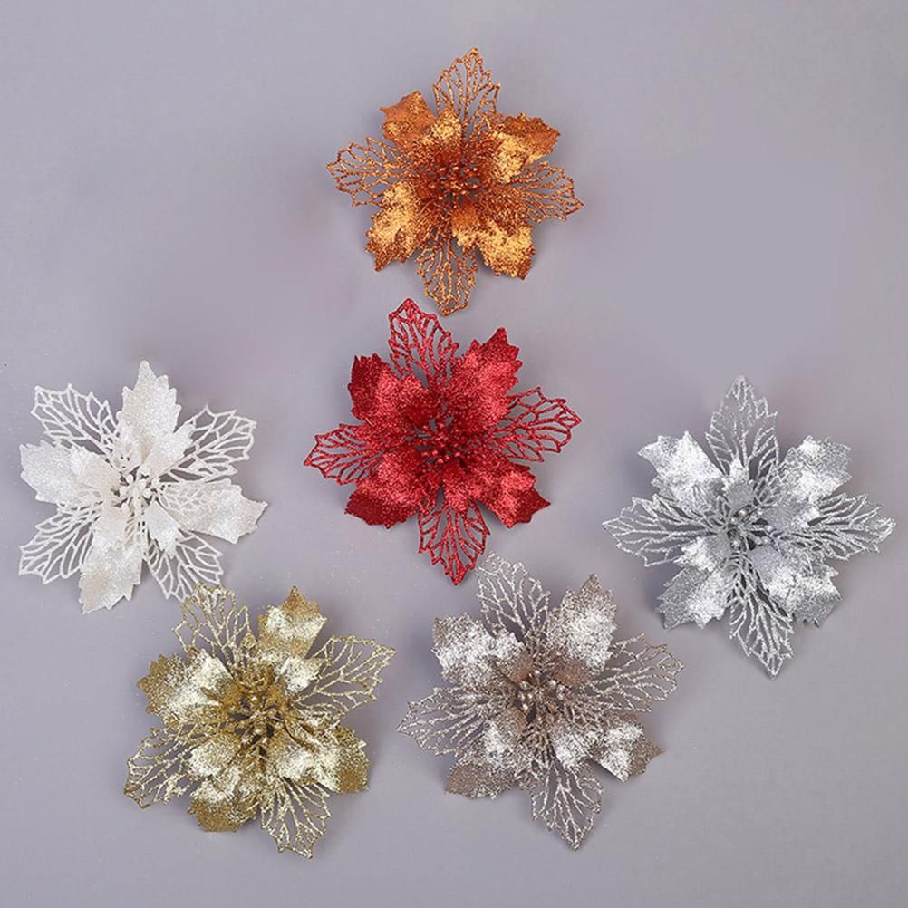 10-Piece Poinsettia Picks – Christmas Tree & Decor