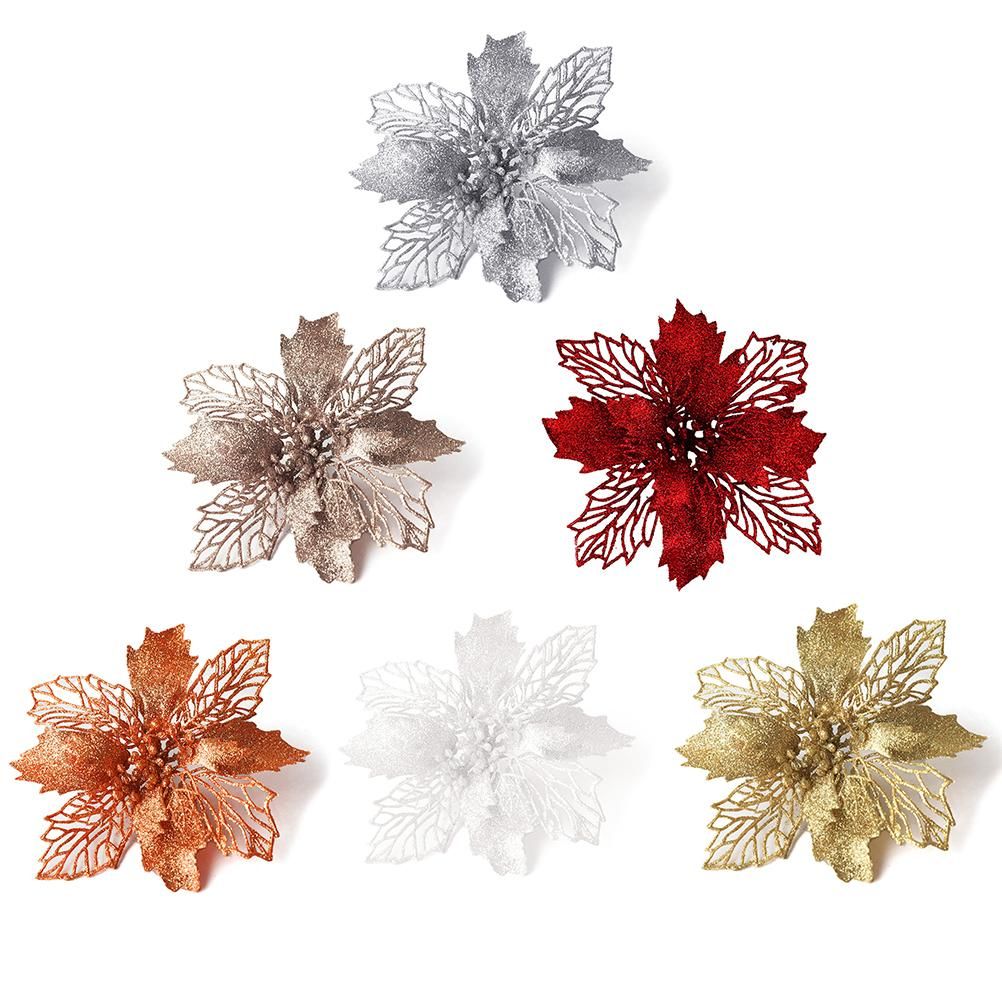 10-Piece Poinsettia Picks – Christmas Tree & Decor