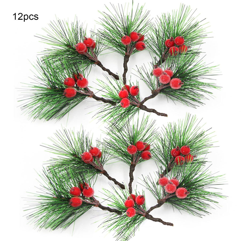 Red Berry Christmas Wreath Picks – Set of 12