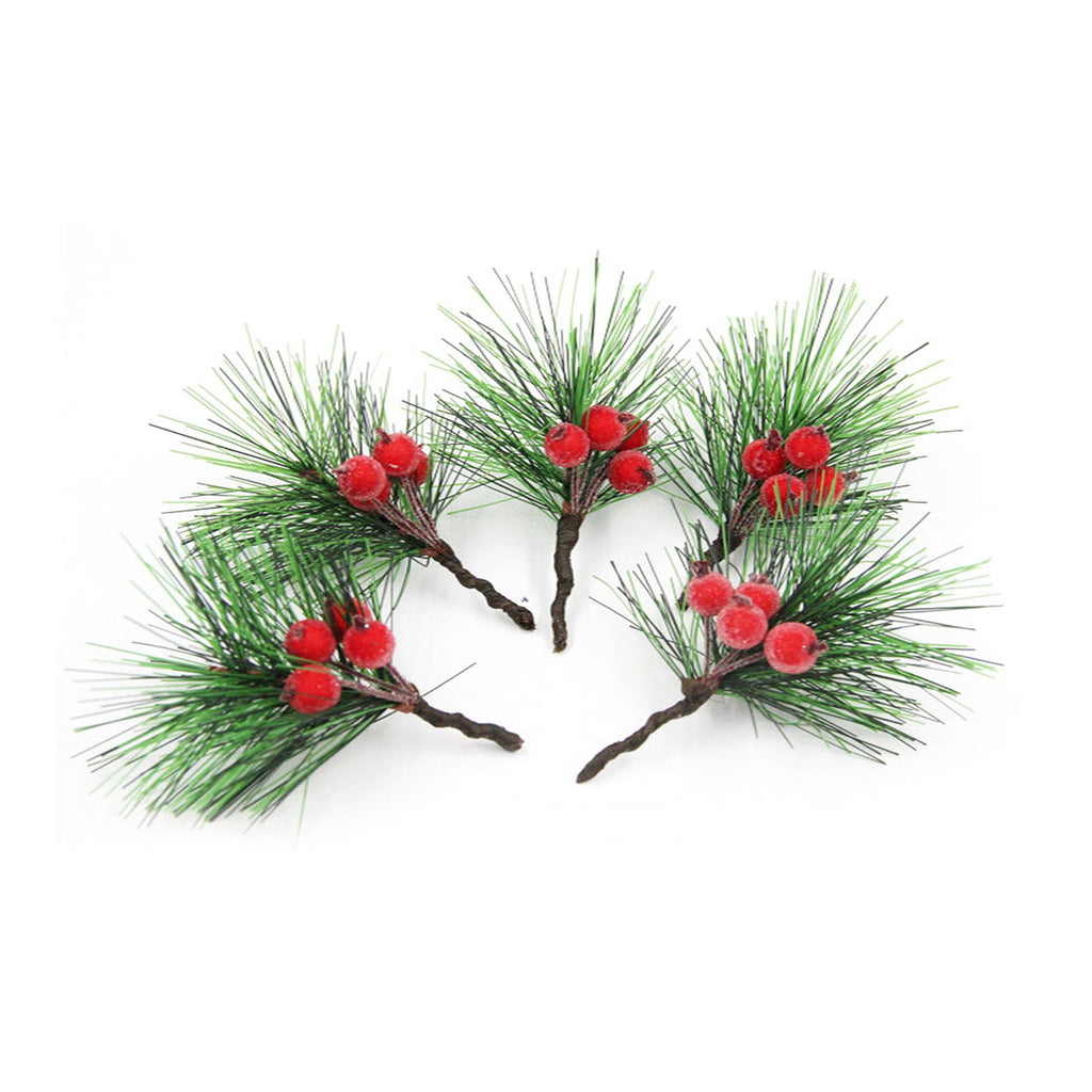 Red Berry Christmas Wreath Picks – Set of 12