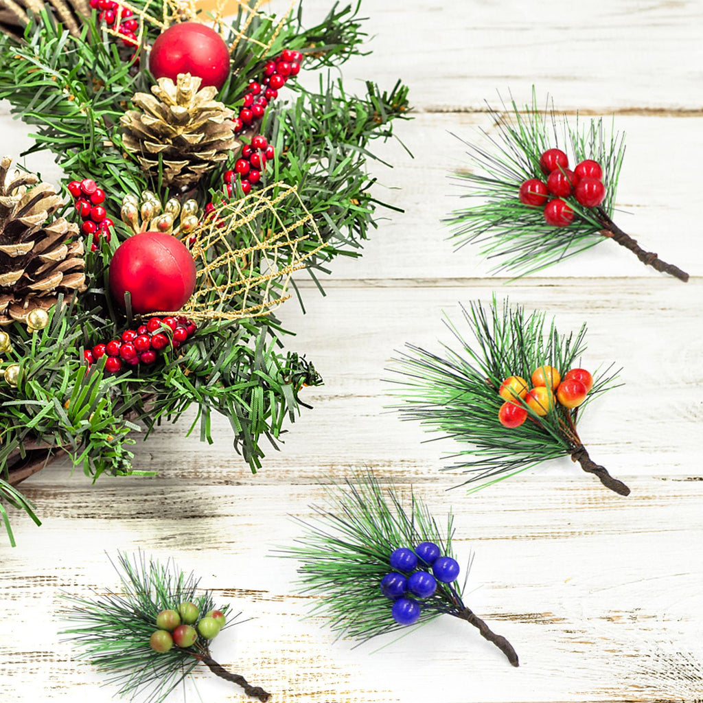 Red Berry Christmas Wreath Picks – Set of 12