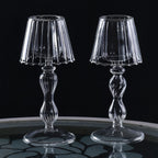 Glass Candle Holder Tansparent Table Lamp Shape Candlestick Holder for Din