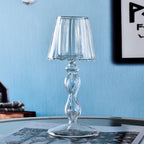 Glass Candle Holder Tansparent Table Lamp Shape Candlestick Holder for Din