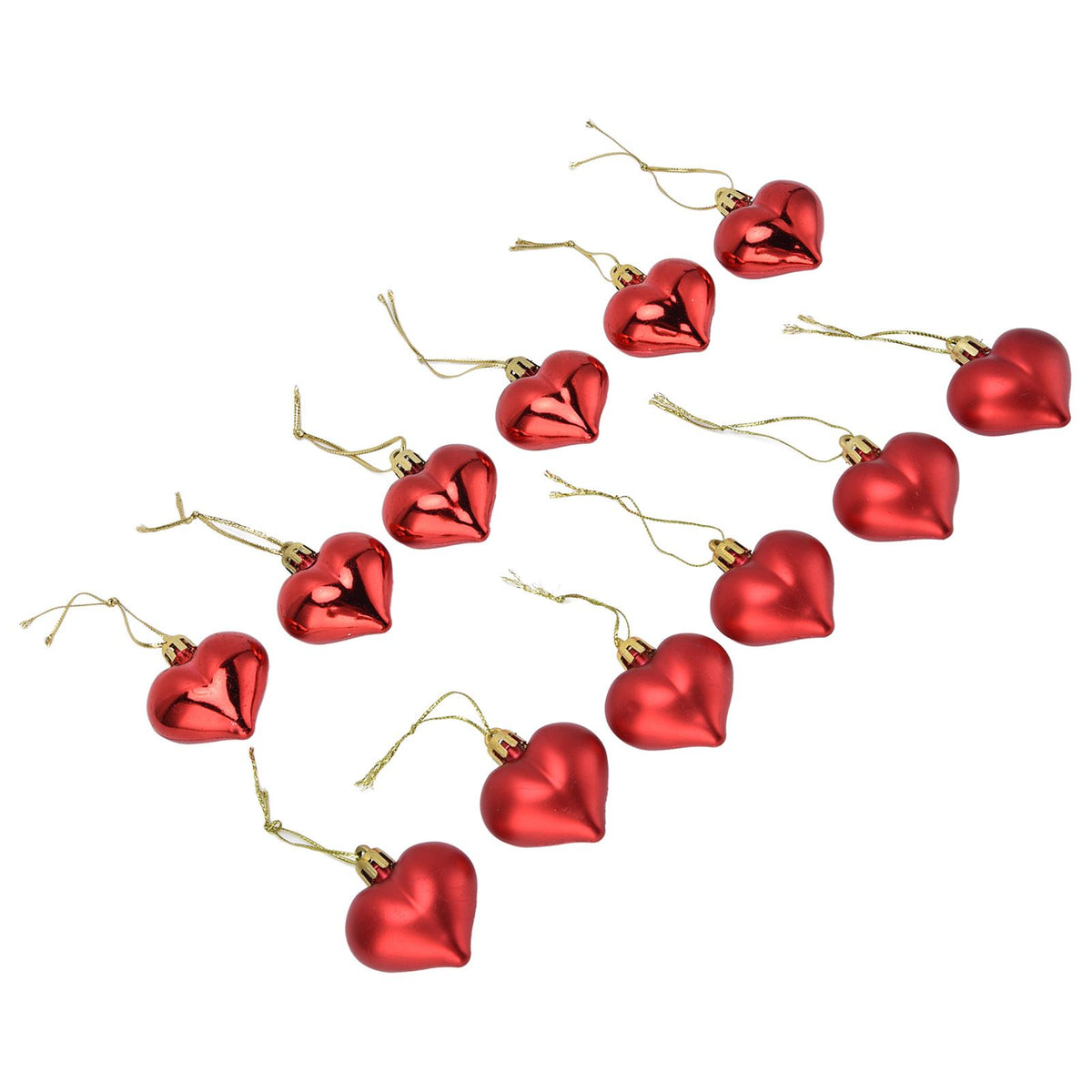 Heart-Shaped Christmas Ornaments – Red | Set of 12