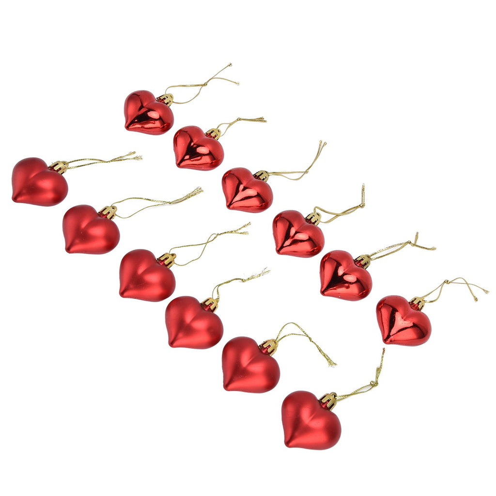Heart-Shaped Christmas Ornaments – Red | Set of 12