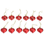 Heart-Shaped Christmas Ornaments – Red | Set of 12
