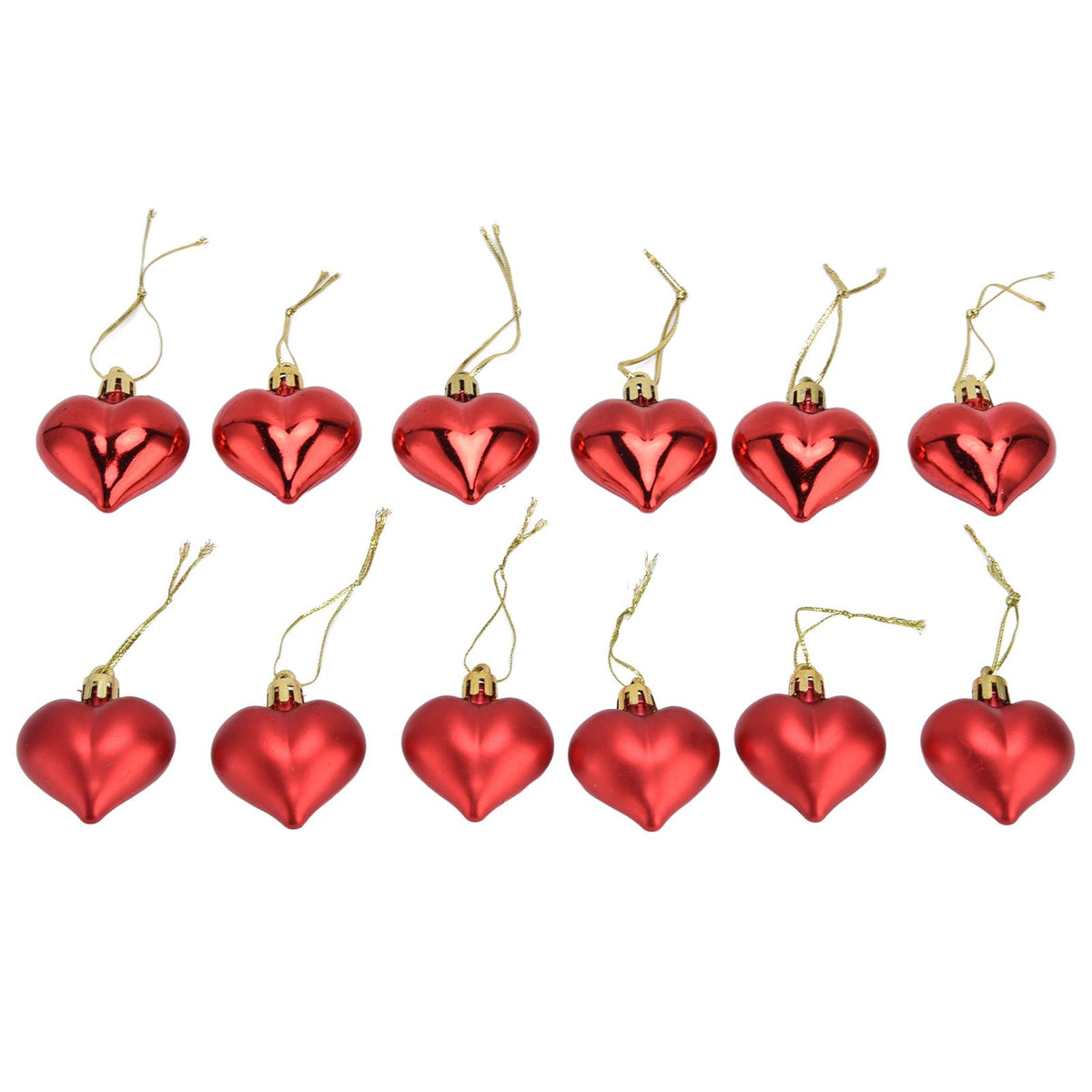 Heart-Shaped Christmas Ornaments – Red | Set of 12