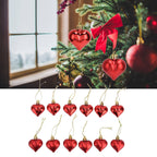 Heart-Shaped Christmas Ornaments – Red | Set of 12
