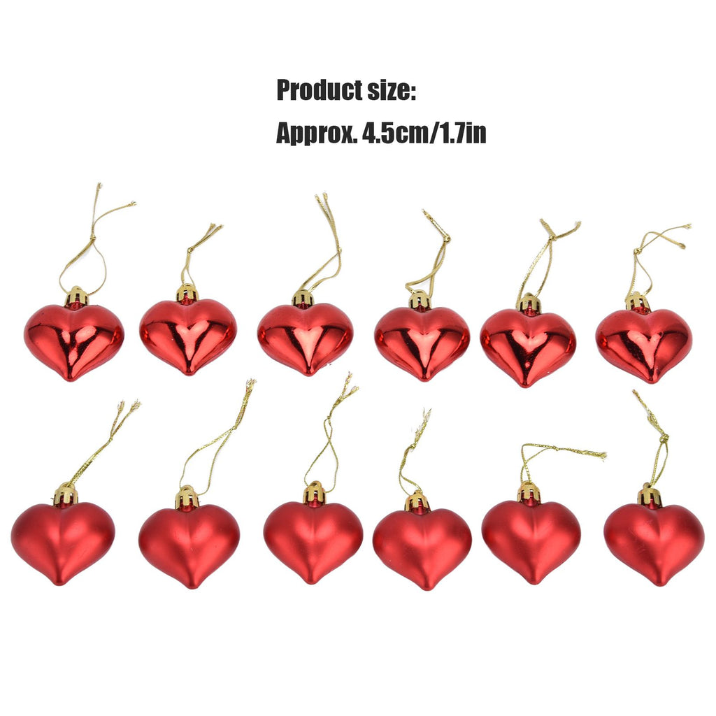 Heart-Shaped Christmas Ornaments – Red | Set of 12