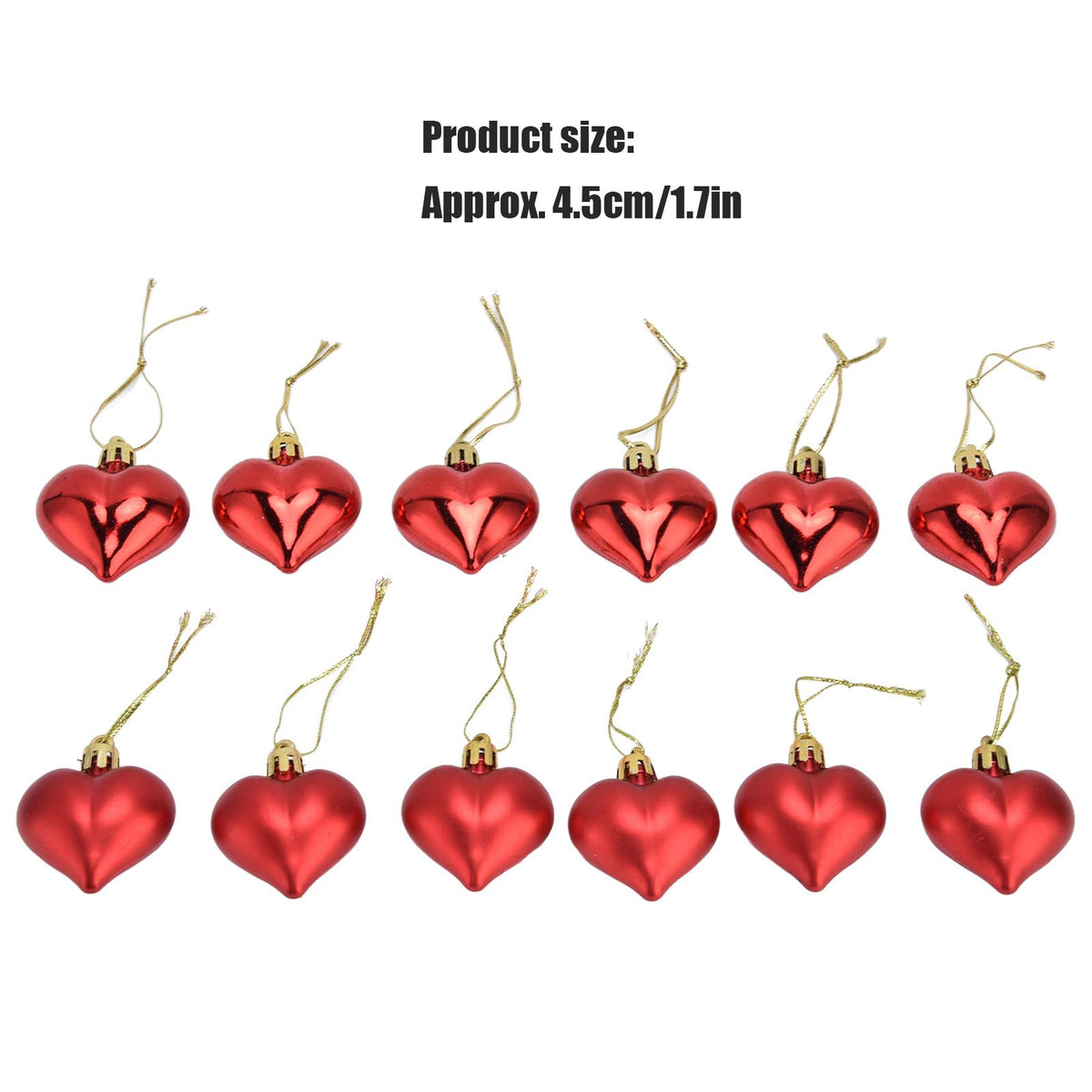 Heart-Shaped Christmas Ornaments – Red | Set of 12