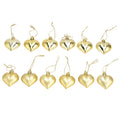 Heart-Shaped Christmas Ornaments – Gold | Set of 12