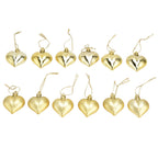 Heart-Shaped Christmas Ornaments – Gold | Set of 12