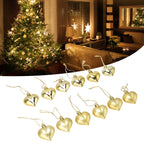 Heart-Shaped Christmas Ornaments – Gold | Set of 12