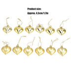 Heart-Shaped Christmas Ornaments – Gold | Set of 12