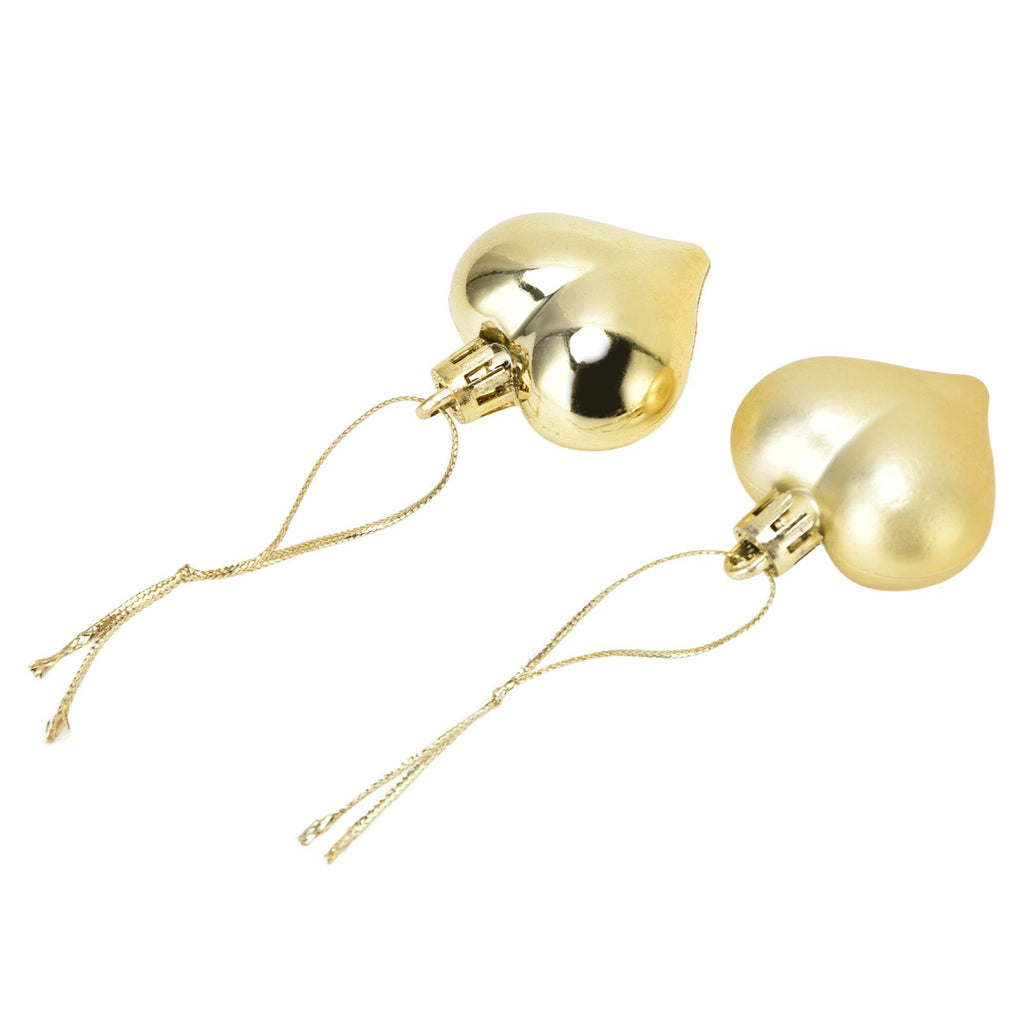 Heart-Shaped Christmas Ornaments – Gold | Set of 12