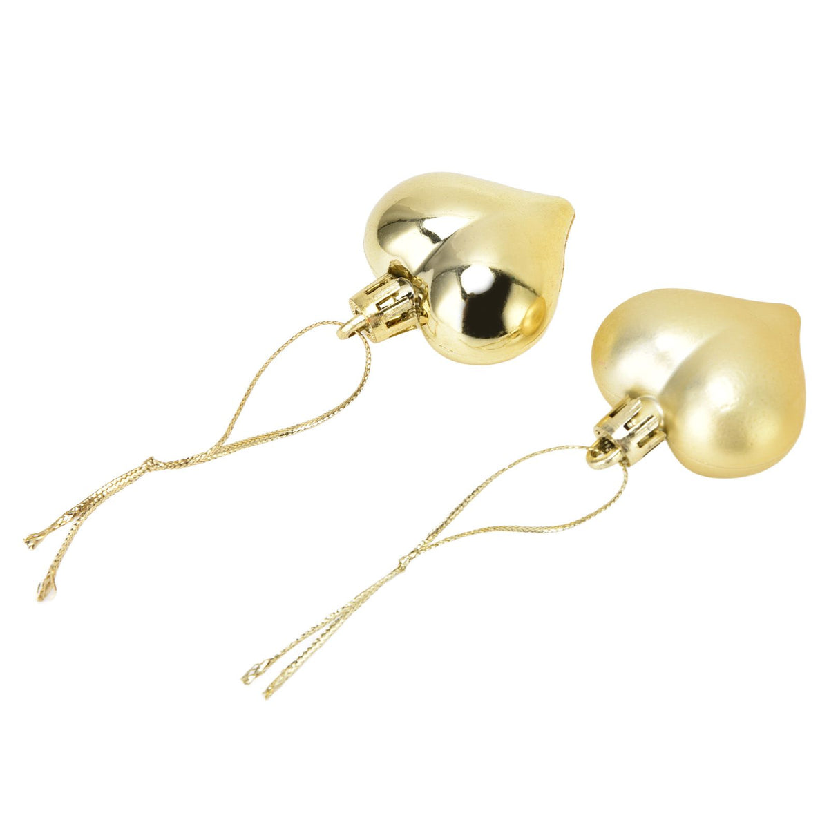 Heart-Shaped Christmas Ornaments – Gold | Set of 12