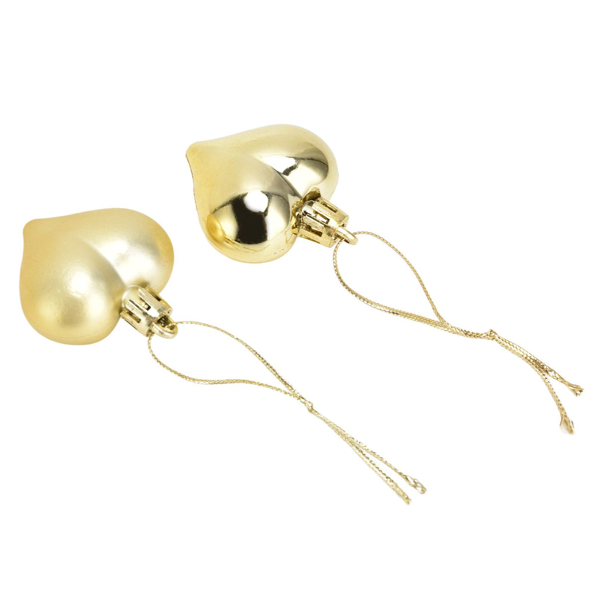 Heart-Shaped Christmas Ornaments – Gold | Set of 12