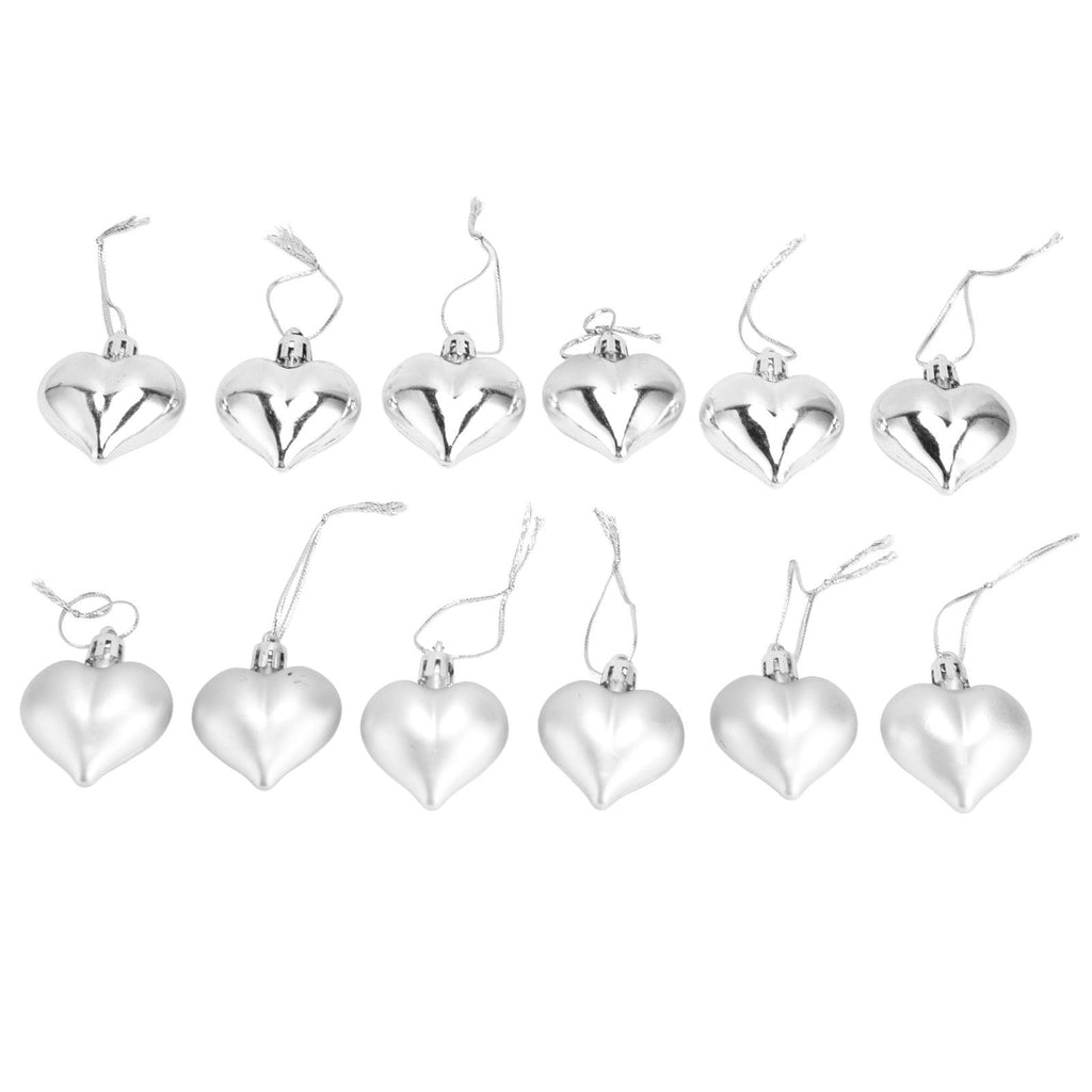 Heart-Shaped Christmas Ornaments – Silver | Set of 12