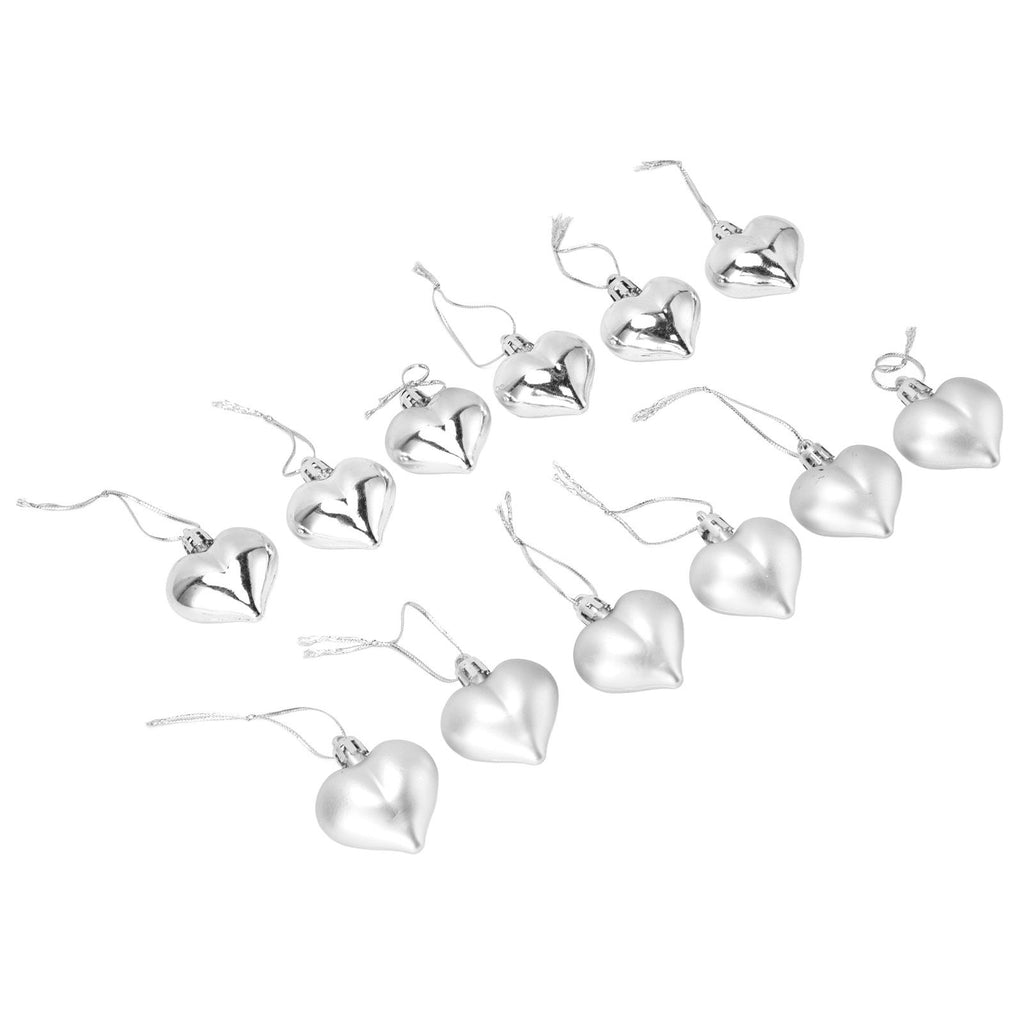 Heart-Shaped Christmas Ornaments – Silver | Set of 12
