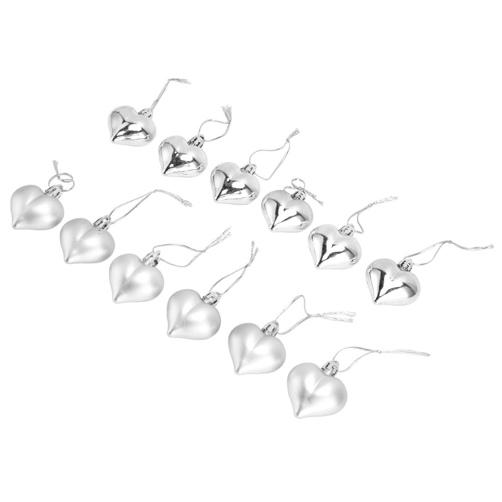 Heart-Shaped Christmas Ornaments – Silver | Set of 12