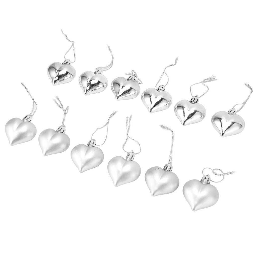 Heart-Shaped Christmas Ornaments – Silver | Set of 12