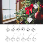 Heart-Shaped Christmas Ornaments – Silver | Set of 12