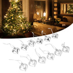 Heart-Shaped Christmas Ornaments – Silver | Set of 12