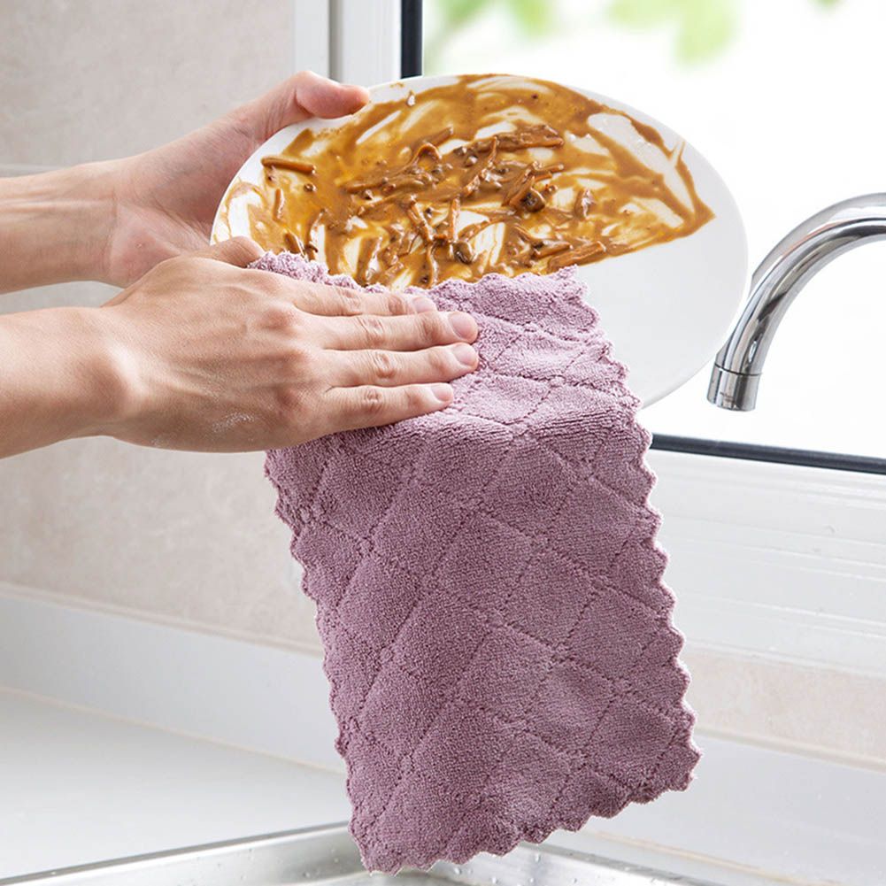 2/5/10/20 Pcs Random Color Coral Fleece Absorbent Hand Towel Clean Cloth Sink Wipe Non Stick Oil Cleaning Rags
