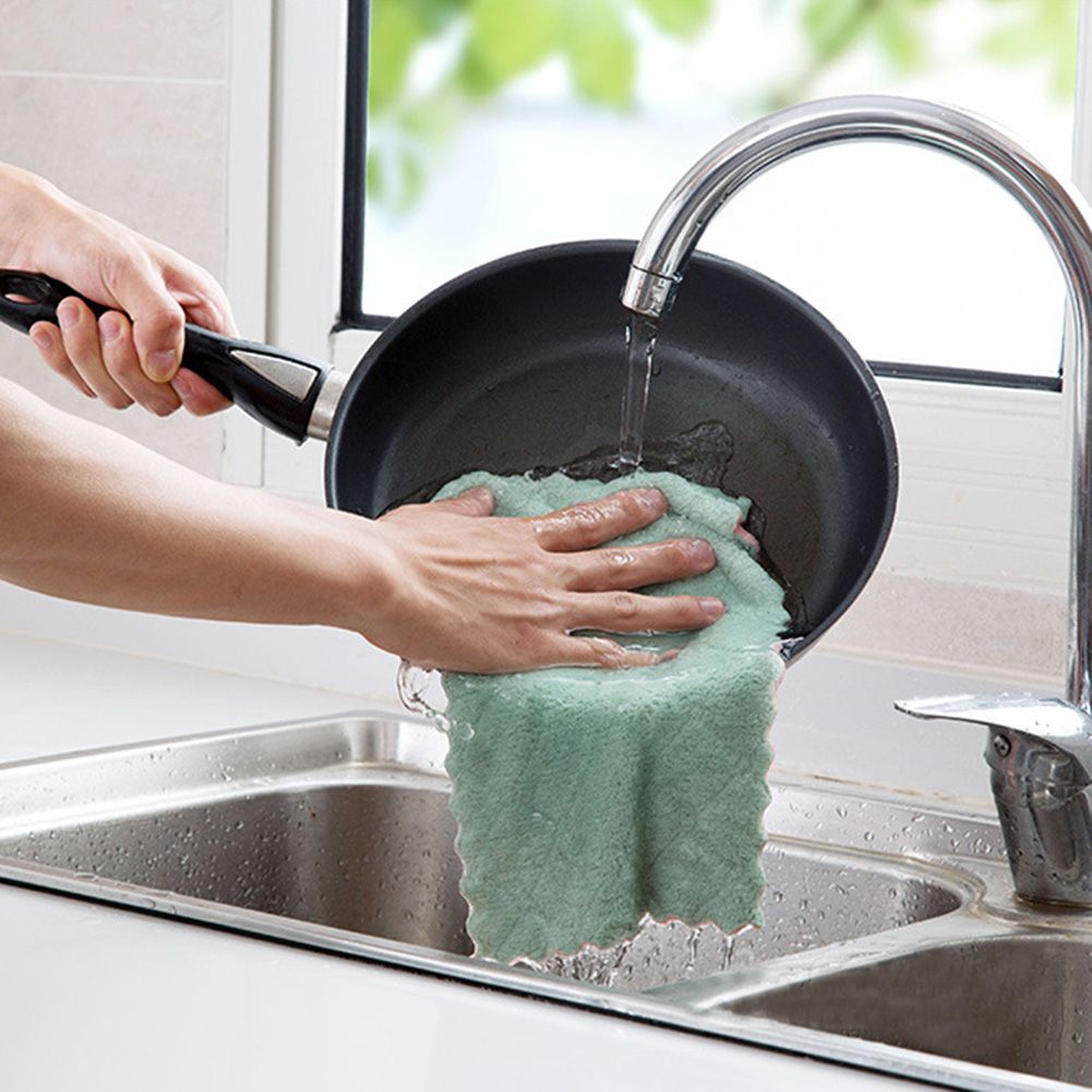 2/5/10/20 Pcs Random Color Coral Fleece Absorbent Hand Towel Clean Cloth Sink Wipe Non Stick Oil Cleaning Rags