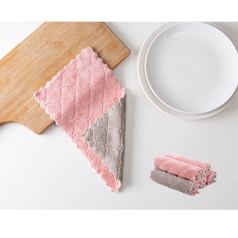 2/5/10/20 Pcs Random Color Coral Fleece Absorbent Hand Towel Clean Cloth Sink Wipe Non Stick Oil Cleaning Rags