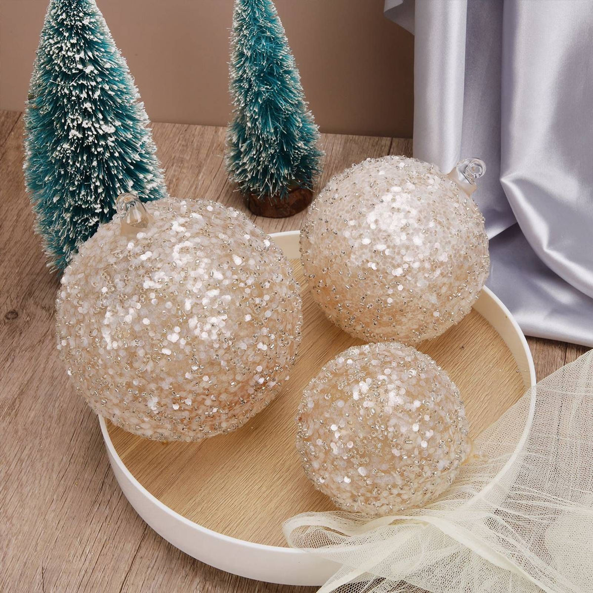 Glitter Glass Christmas Bauble – Yellow